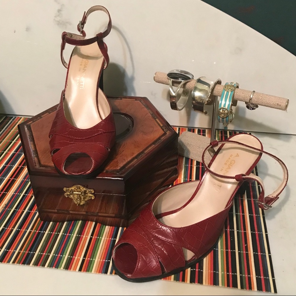 A. Giannetti Red Heeled Sandals